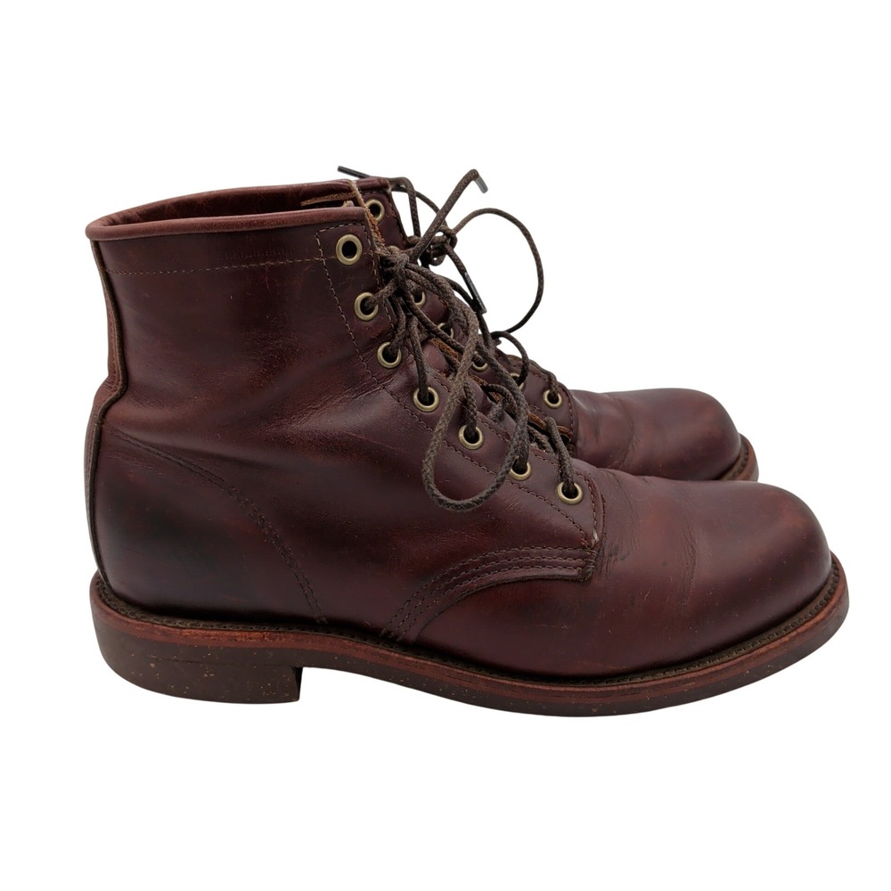 Chippewa Mens Service Boots 6 Inch Cordovan Leather Vibram Sole Size 9.5 USA
